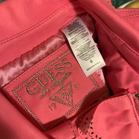 Guess Pink Faux leather jacket size 6 - Picture 3 of 4